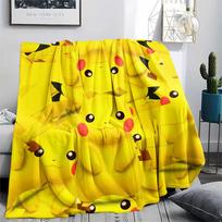 Pikachu Pokémon pattern Flannel Blanket, High quality Comfortable for All Seasons, Home Decor, Warmth and Comfort, Perfect for Gifts. 80cm x 120cm yellow