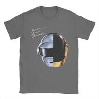 Daft Punk Electronic Band  Cotton T Shirt For Men Beach  Funny T Shirts Breathable Popular Tee Shirt Big Size Dropshipping Tops 4XL gray