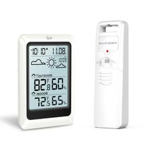 Large LCD Display, Digital Temperature Humidity Monitor with Backlight, Weather Forecast, Alarm Clock, Snooze for Home Office Garden