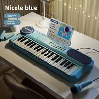 37 klavišų vaikiškas pianino klaviatūros muzikos žaislas su mikrofonu, muzikos natomis, skirtas ankstyvajam ugdymui, interaktyvus, malonus, geriausia dovana, Kalėdinė dovana mėlyna