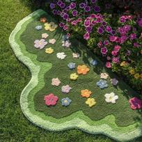 Floral Tufted Carpet Garden Absorbent Non-slip Carpet Soft Rug Anti-slip Indoor Floor Footer Bedroom Bedside Foot Pad Room Decor 75x150cm gray
