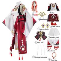 Cosplay Yae Miko Guuji Yae kostiuminis perukas arklio uodega žaidimas Helovino karnavalas Moterų drabužių rinkiniai XS gray