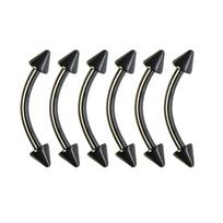 16G Black Stainless Steel Bent Bar Eyebrow, Lip, Navel, Finger, Nipple Ring Piercing Jewelry 1.2mm x 8mm juoda
