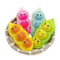 New Pea Pod Squishy Creative Smiley Pea Doll Hand Squeeze Toy For Stress Relief And Daily Entertainment pink