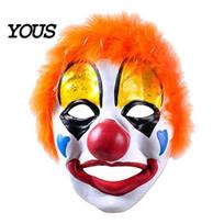 Realistic Tooth Detail Latex Mask Clown with Red Nose & Plush Wig, Scary Full Face Party Performance for Halloween Costume Party, Adults Cosplay Props