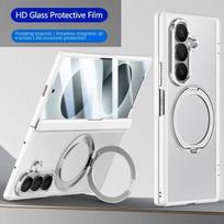 For Samsung Z Fold 8 Ultra Fold 7 Magnetic Ring Kickstand Case Tempered Glass Screen Hinge Protect Cover Matte Frosted Metal Galaxy Z Fold8 Ultra gray
