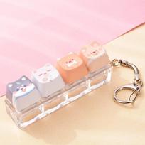 Mielas katės šuns pakabukas Streso mažinimo Fidget raktų pakabukas Mechaninės klaviatūros raktų pakabukas Šunų tema Clicker Fidget kuprinei, mokyklai A26 beige