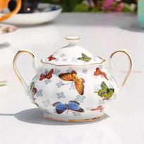 Europe Noble Butterfly Bone China Teapot Tea warmer English Coffee Cup and Saucer Spoon Set Sugar Bowl Milk Jug Coffeeware Set gray