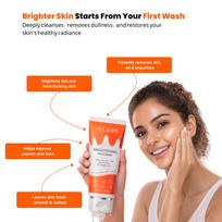 Vitamin C (Ethyl Ascorbic Acid) & Niacinamide Brightening Face Wash for Men Women All Skin Types | Fades Dark Spots & Pigmentation | Sulphate-Free orange