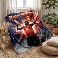 Lamine Yamal Custom Name Text Flannel Blanket Soccer Logo Personalized Fleece Throw Blanket Special Gift For Sofa Bedroom Home 80cmx120cm gray