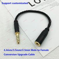 HIFI 2.5/ 3.5 / 4.4 mm Male to Female Balanced Conversion Audio Cable 8Cores Black Single Crystal Copper Earphone Wire 10cm/OEMGood product 2.5Male to 3.5Female