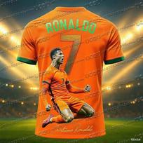 2026 Naujiena Specialus leidimas Ronaldo 7 Futbolo marškinėliai Oversize Sportiniai trumpomis rankovėmis Treniruočių uniforma Futbolo marškinėliai Vaikams T-shirt 130 orange