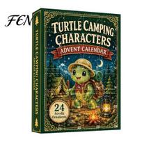 Cute Turtle Themed Toys Marine Life Advent Calendars 2026, 24 Days Christmas Countdown Calendar with 2D Acrylic Retro Illustration Gift Box B black
