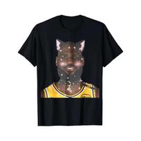 LeBron James spoof funny cat graphics 100%cotton unisex shirt 2026 Summer New O-neck Men's Y2k Short Sleeve Retro fashion Tshirt 3XL black