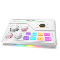 FIFINE SC8 Audio Mixer with RGB Lighting & Voice Changer, XLR Mic Preamp, 3 EQ Modes, Plug & Play for Gaming/Streaming/Podcast balta