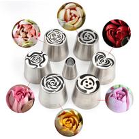 MRF 7PCS/SET Extra Large Stainless Steel Russian Tulip Marshmallow Icing Tips, Cupcake Dessert Piping Nozzles Set HBLBNOSET18 gray