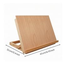 Tabletop Table Top Easel Foldable Desktop Drawing Board Sturdy Wooden with beige