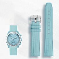 Advanced Rubber Watchband For Rolex Omega X Swatch Joint MoonSwatch Constellation Sports 20mm Watch Strap Curved End Band 20mm white