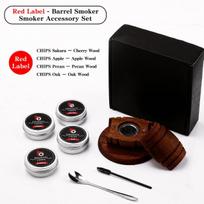 Whiskey Smoker Kit With 4 Flavors Wood Chips Wooden Barrel Design Infuser For Old Fashioned Bourbon Perfect Holiday Gift For Men 5 Set-red