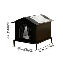 Cat House Outdoor Insulated Shelter Rain Protection Portable Oxford Cloth Tent Suitable for Stray M black