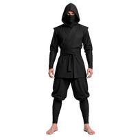 Ninja cosplay kostiumas 6 dalių rinkinys Japoniško stiliaus apranga suaugusiems Helovinas scenos S-XXL black