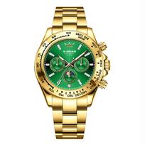X-GEAR Fashion Men's Watch Automatic Mechanical Triple Sub Dial Six Hand Water Resistant Luminous Stainless Steel Wristwatch beige