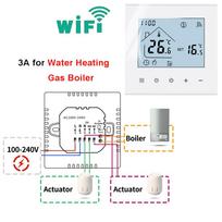 WIFI termostatas elektriniam/vandens/dujiniam katilui, grindų šildymui, LCD jutiklinis ekranas, temperatūros reguliatorius, valdymas balsu per Alexa/Google Home For GasBoiler/water balta