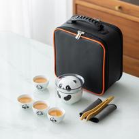 Ceramic Kung Fu Impression Panda Travel Tea Set Business Enterprise Company Merchandise Festival Creative High-end Gifts black