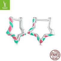 Yinziyun Christmas Star Ear Cuffs: s925 Sterling Silver Five-Pointed Star Earrings for Women 925 Sterling Silver
