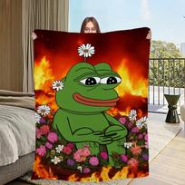 Juokingas Mėmės Animacinis Menas P-Pepe Varlė Namų Flanelinis Šiltas Komfortas Minkštas Pliušinis Antklodė Sofai Svetainei Biurui Miegamajam Kelionėms Dovana 75x90cm red