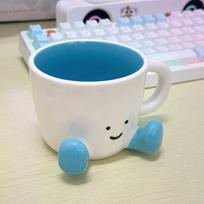 Cute Foot Ceramic Cup Cartoon Coffee Mug Creative Drink Water Cup Breakfast Milk Cup for Friend Festival Gift Home Decoration 301-400ml blue
