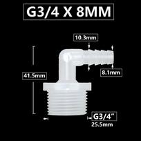 8/10/11/12/13/14/16/18/20mm Hose Elbow Barb Connector 3/4 Male Thread Plastic Pipe Coupler Fittings Drip Irrigation Adapter white