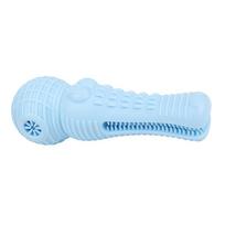 Soft Durable Rubber Dog Chew Toys Sound Interactive 360 Degree Teeth Cleaning Oral Care Dog Brush Stick Toothbrush Puppy Stuff (Blue,18.8x6.5x6.5cm) mėlyna