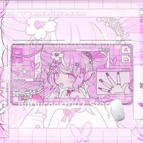 New Cartoon Pink Girl Mouse Pad Kawaii Anime Girl Computer Keyboard Mousepad Gamer Large Non-Slip Mouse Mat Cute Rubber Desk Mat 800x300x3mm pink