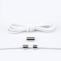New Version Elastic No Tie Shoelaces Metal Lock Shoe Laces For Kids Adult Sneakers Quick Shoelaces Semicircle Shoestrings 100cm balta