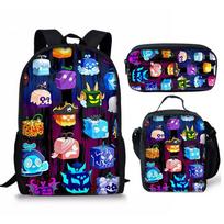 Blox Fruits Primary School Bag Three-Piece Cartoon Backpack Combination Set Diy pencil bag blue