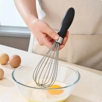 Plaktuvas nerūdijančio plieno su ergonomiška rankena, rankinis kiaušinių plakiklis namų virėjams, 10 Inch beige