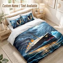 Titanic Bedding Set, 1 Duvet Cover & 2 Pillowcases Soft Comfortable Bedroom Home Textile Decor 140cmx200cm