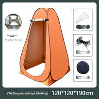 Outdoor Changing Shower Tent Thick Anti-Transparent Waterproof Camping Portable Toilet Cover 120cm with 2 windows oranžinė