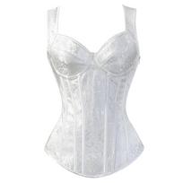 Seksualus moteriškas šoninis užtrauktukas Korsetas Vintažinis korsetas Elastiniai dirželiai pečių juostelės Kaklaraiščiai Korsetai Korsetas Bustier S balta