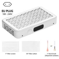 2500/2800/3000/3300/3500rpm Speed Adjustable Brushless Nail Dust Collector Powerful Twin Turbo Vacuum Nail Dust Extractor white