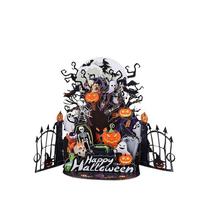 Cartoon Halloween Greeting Cards Ghost House Box Pumpkin Bat Spider 3D Pop-Up Cards Multicolor with Envelope