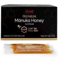 UMF20+ MGO830+ Hiwell New Zealand Manuka Honey Sticks 12g x 10 packets 1 box 120g