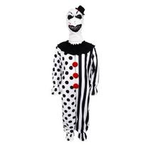 Terrifier klouno kostiumas Helovino vakarėlio pasirodymui, pagamintas iš patvaraus poliesterio, vaikams ir suaugusiems Polka Dot Suit,130 black