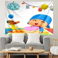 Pocoyo Print Tapestry, Backdrop, Easy Setup, Ideal for Bedroom, Office & Living Room, with Aesthetic Wall Hanging Decor. 100cmx150cm