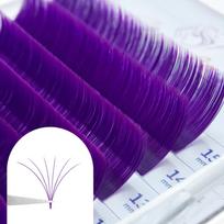 Spalvotos blakstienos Easy Fan Eyelashes priauginimas 8-15 mm Mix Easy Fanning Volume Blue Purple Blakstienų priauginimas Spalvingas automatiškai žydintis makiažas Easy Fanning 0.07mm D violetinė