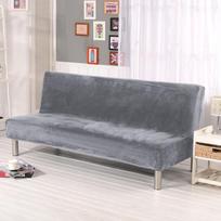 Pliušinis sulankstomas sofos lovos užvalkalas Velvet Storas Slipcover Dėklas berankei sofos lova paklodė Kušetės užvalkalas Elastingas Futon užvalkalas žiemai S Size pilka