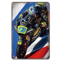 Vintažiniai metaliniai skardos ženklai Motorinių sporto plakatai Dekoras Motociklų lenktynės Retro metalinė plokštelė Sienų meno dekoras garažui, barui 20x30cm raudona