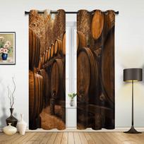 Statina vyno taurė alaus akmens plyta retro langų užuolaidos namų dekoras svetainės užuolaidos vaiko kambarys Cortinas virtuvei miegamajam 135W x 60H(cm) x1 brown