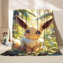 Pokémon Eevee flanelinis pledas lovai, sofai, namams, miegamajam, biurui, kelionėms, vaikams, šiltas, minkštas, dovanos 30x40in beige